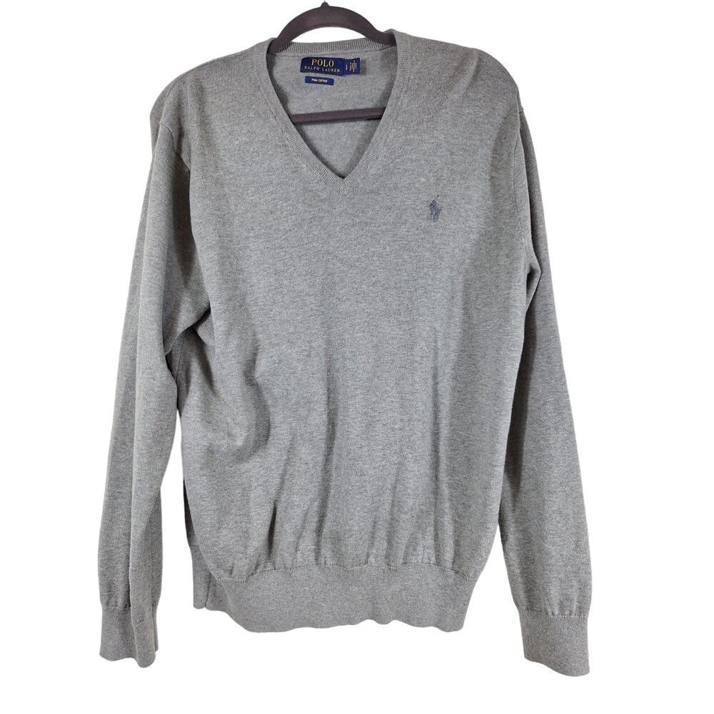 Polo men's pull over sweater gray size large